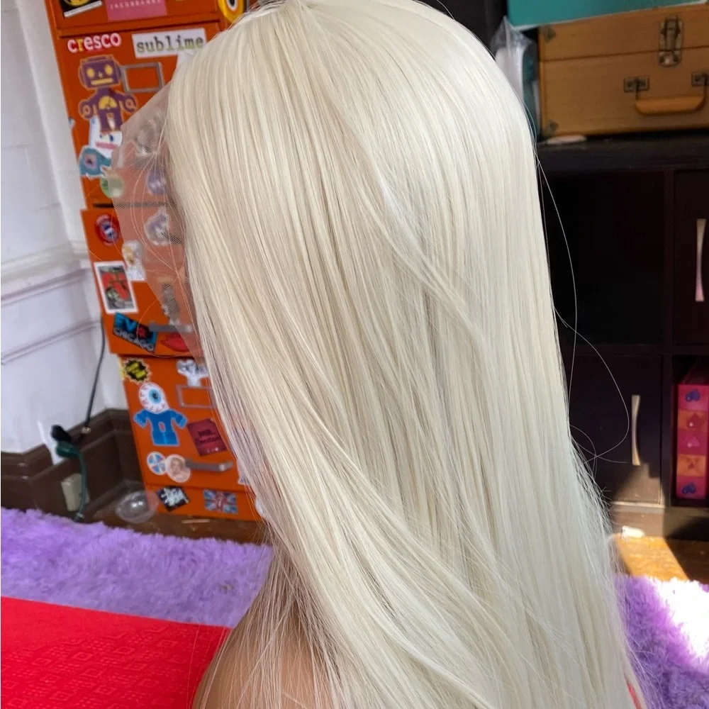 White blonde platinum lace front wig